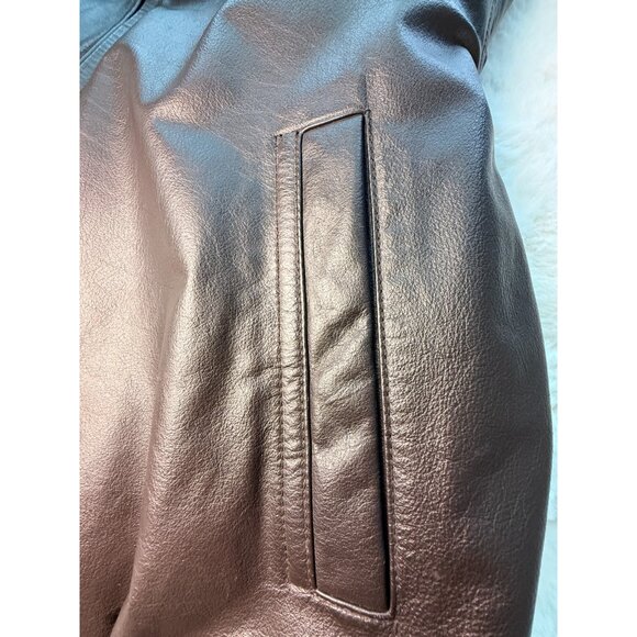 St Johns Bay Leather Jacket Mens XL Brown Quilted Lined Insulated Bomber Coat - Picture 4 of 7